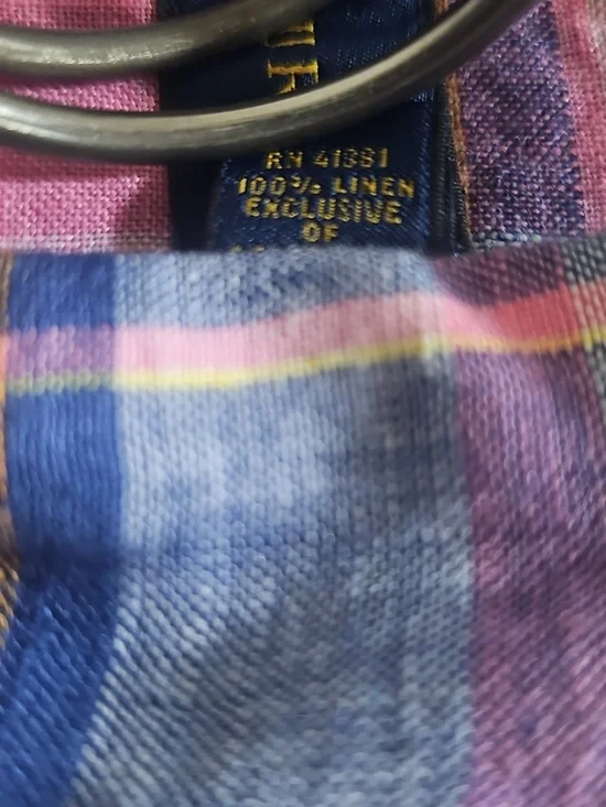 Ralph Lauren Linen Plaid Button Down Shirt Mens Small Pony Logo Summer - Picture 7 of 8